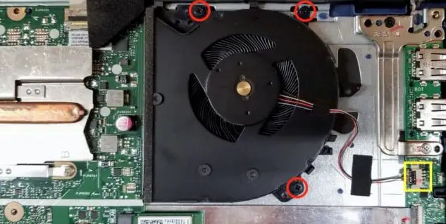 Removing the cooling fan step 13